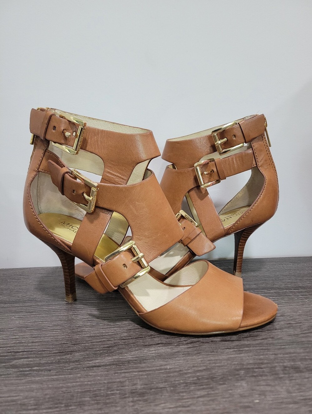 Michael Kors Lucinda Open Toe Leather Heels